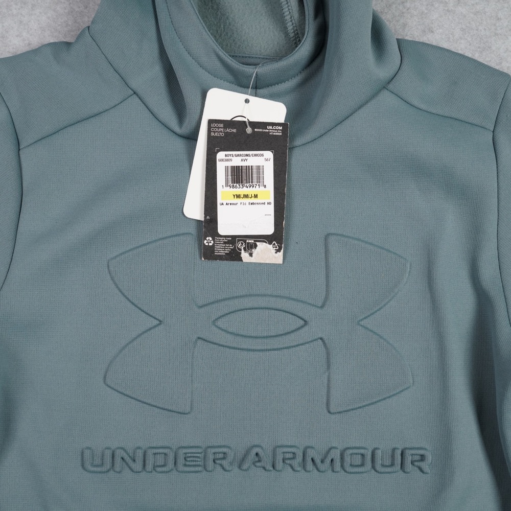 Under Armour Hoodie Boys M Teal UA Armour Fleece Embossed HD Fleece Pullover - Picture 4 of 6
